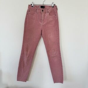 KUT High Rise Diana Fab AB Skinny Dusty Pink Corduroy Pants Size 6